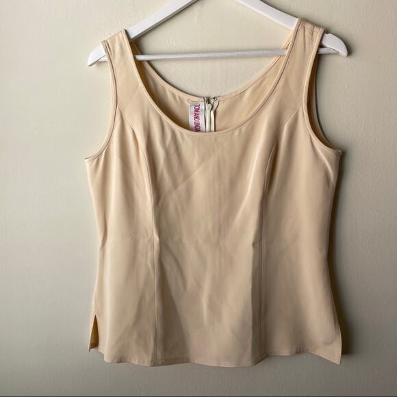 Tom & Linda Platt Cream Princess Cut Crewneck Sleeveless / Cami Top - Size 10 - Picture 3 of 8